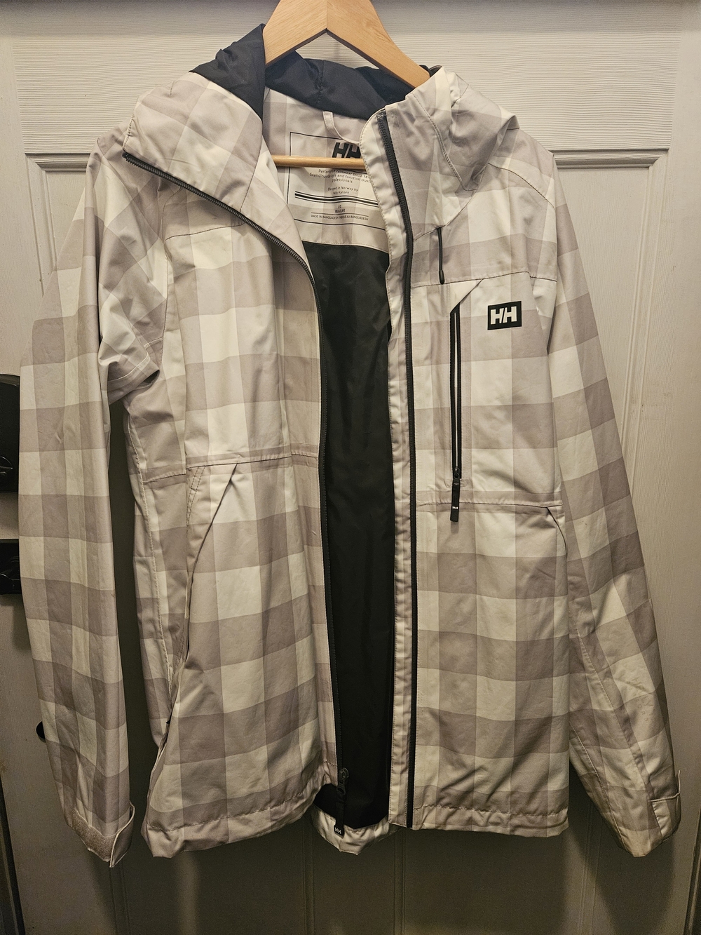 Helly Hansen Women's Light Gray Plaid Hooded Jacket